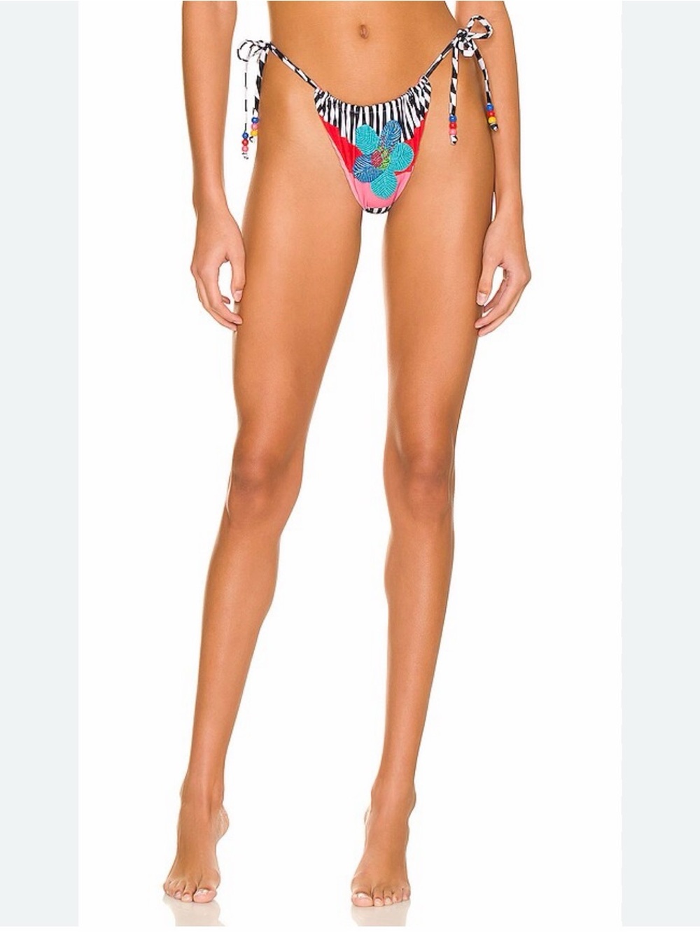 It’s Now Cool The Tie Up Bead Bikini Bottom in Tropicana size S